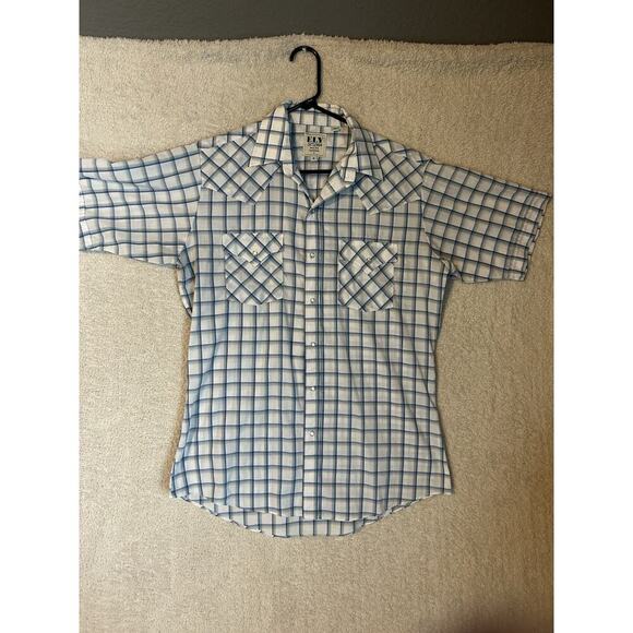 Ely Cattleman Western Shirt Mens M Multi Pearl Snap Flap Pockets Short Sleeve - Picture 1 of 5